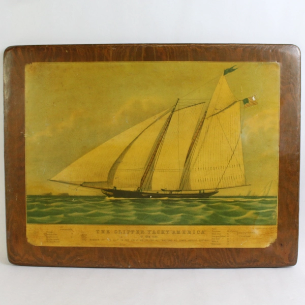 Vintage Decoupaged The Clipper Yacht America Wall Plaque 