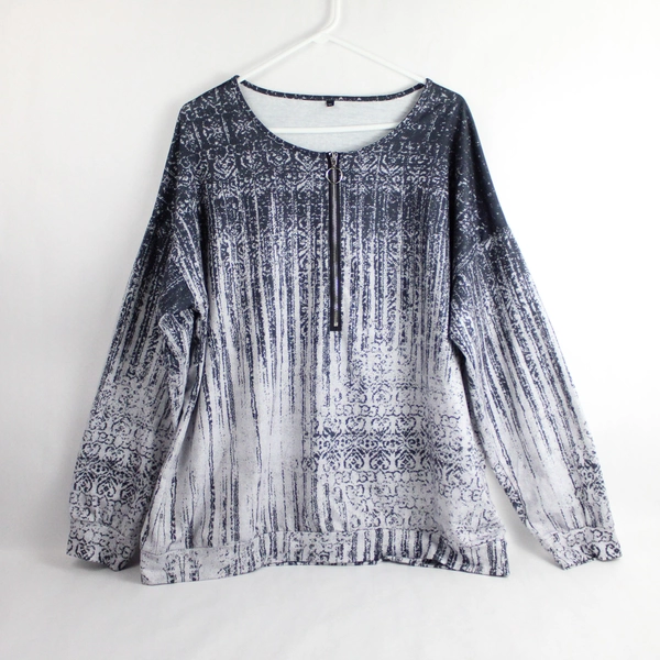 Unbranded Black and Gray Half-Zip Long-Sleeved Shirt Women's XL