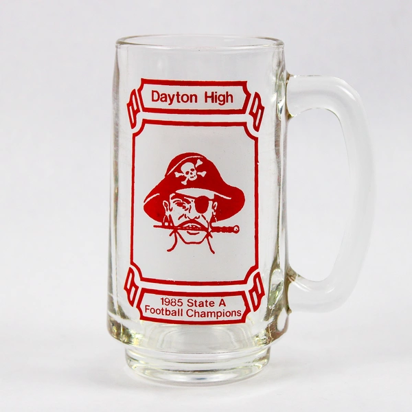 1985 Dayton High School State A Football Champions Glass Mug Pirate Logo