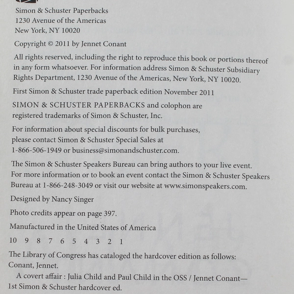 A Covert Affair by Jennet Conant 2011 Simon & Schuster Paperback Book