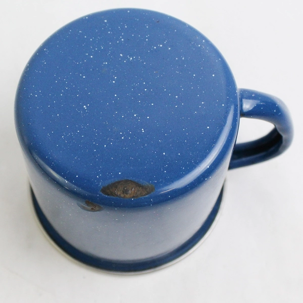  Blue Enamelware Coffee Cup Camping Hiking Picnics 3.25" Tall