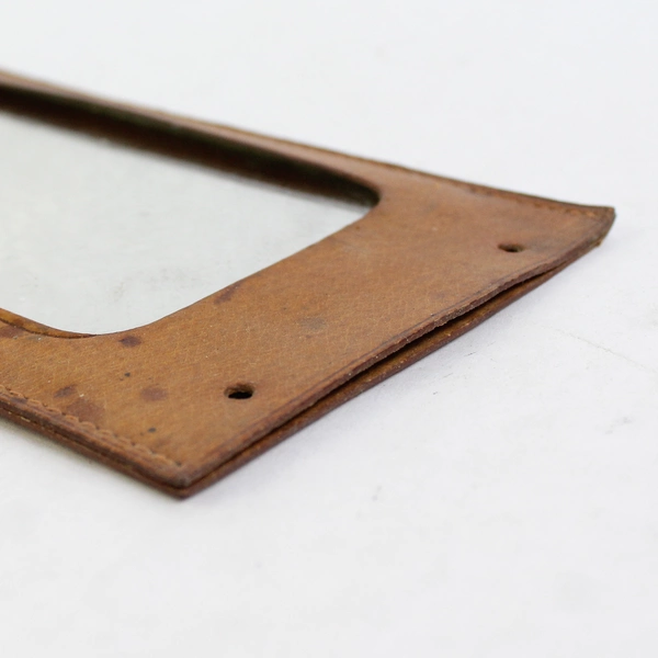 Vintage Fringed Hand Tooled Leather Bound Mirror With Mermaid Reading Warszawa