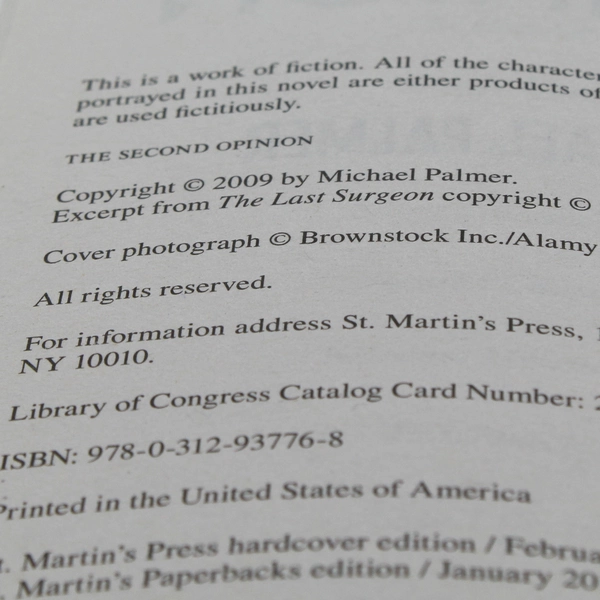 The Second Opinion by Michael Palmer Paperback 2010 - Medical Thriller Novel