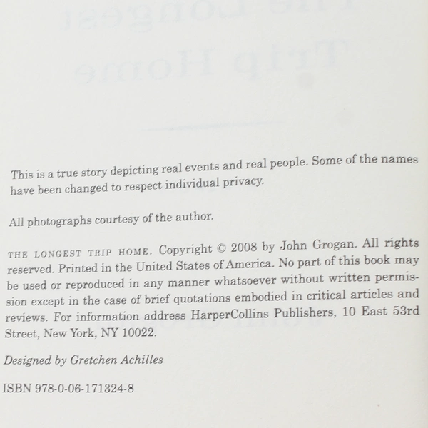 The Longest Trip Home by John Grogan 2008 Hardcover Memoir - Good Condition
