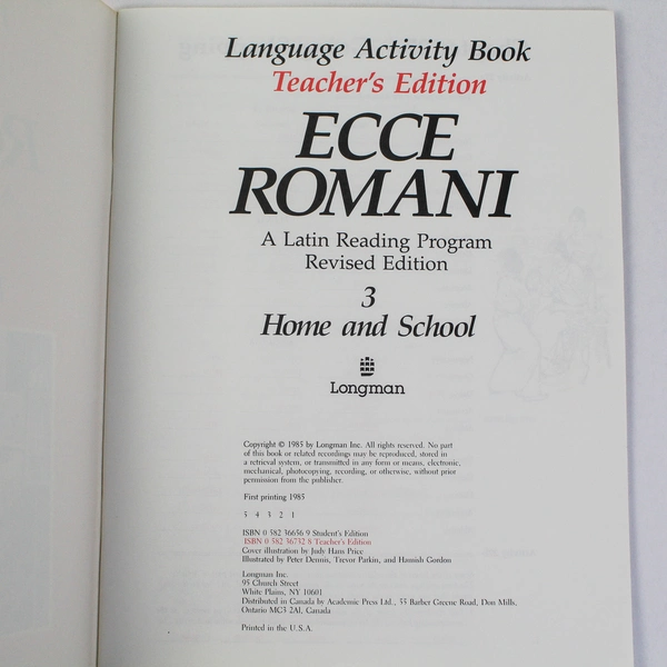 Ecce Romani A Latin Reading Program 3 Teacher's Edition 1985 PB Good Condition