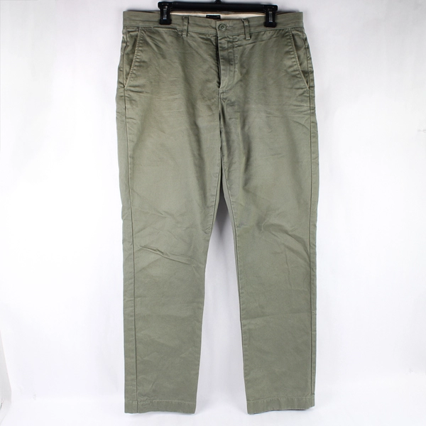 J Crew Men's Green Broken-In Straight Chino Pants Urban Slim 34Wx32L Flawed