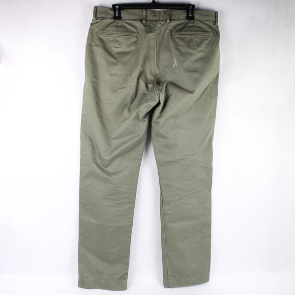 J Crew Men's Green Broken-In Straight Chino Pants Urban Slim 34Wx32L Flawed
