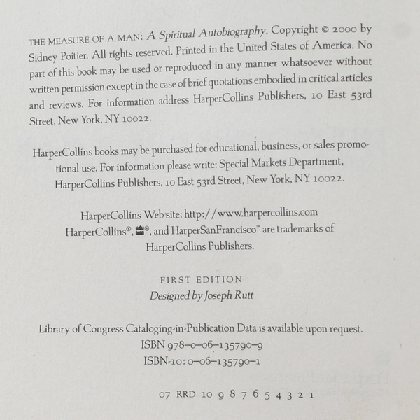 The Measure of a Man: A Spiritual Autobiography by Sidney Poitier 2007