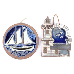 Lot of 2 Victoria Littlejohn Coastal Nautical Tiles