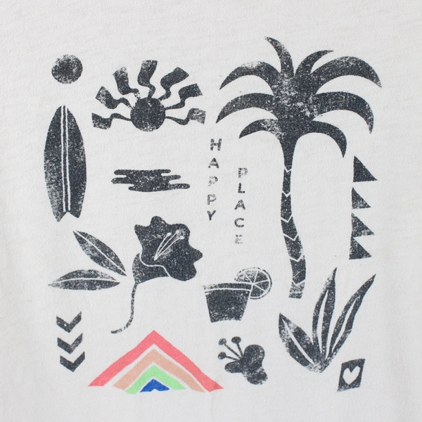 Old Navy Girl's Happy Place T-Shirt Size Large Cream Color