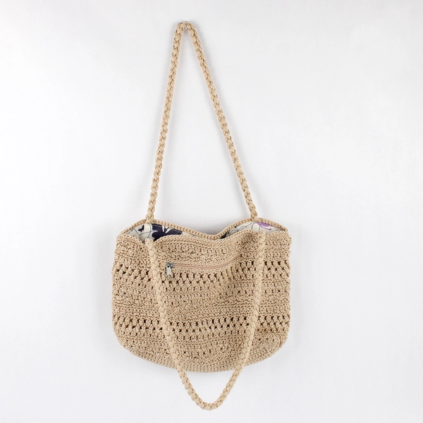 Lina Women's Beige Crochet Shoulder Bag Purse