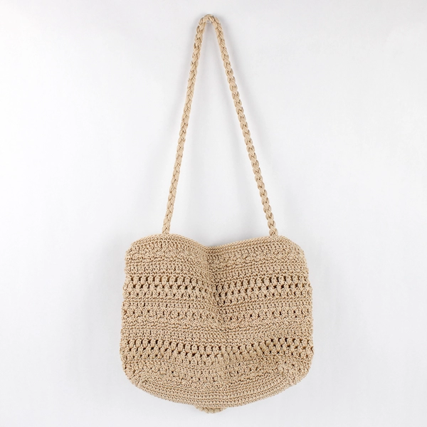 Lina Women's Beige Crochet Shoulder Bag Purse