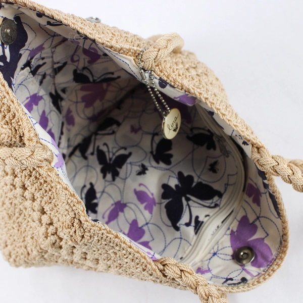 Lina Women's Beige Crochet Shoulder Bag Purse