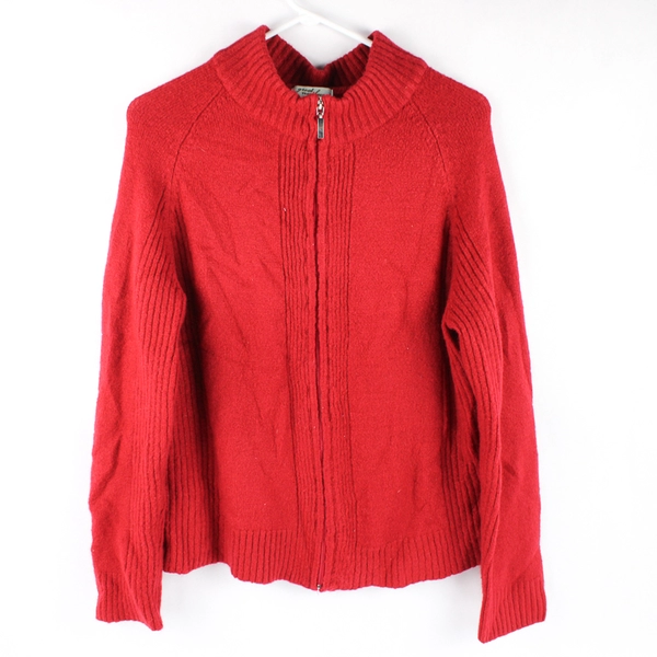 Great Northwest Red Full-Zip Knit Sweater Women's Size XL