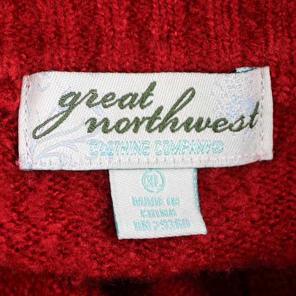 Great Northwest Red Full-Zip Knit Sweater Women's Size XL