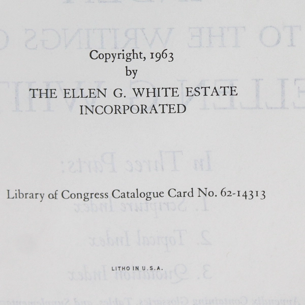 Comprehensive Index to the Writings of E G White 3 Volumes Complete Set 1962 HC