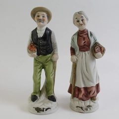 Vtg Landmark Design Porcelain Grandma & Grandpa Figurines 7" Tall Taiwan Made