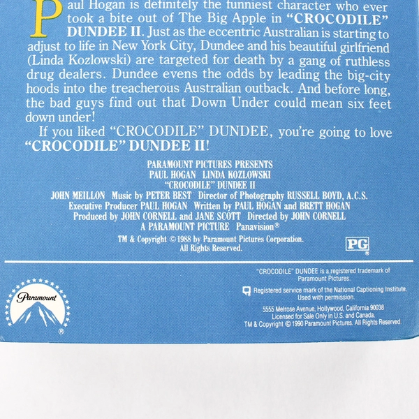 Crocodile Dundee 2 VHS 1988