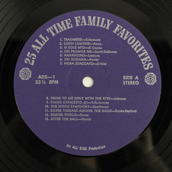 25 All Time Family Favorites 12" LP Vinyl Record ADS-1