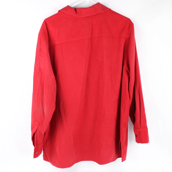 Basic Editions Red Long-Sleeved Button-Up Shirt Women's Size XL