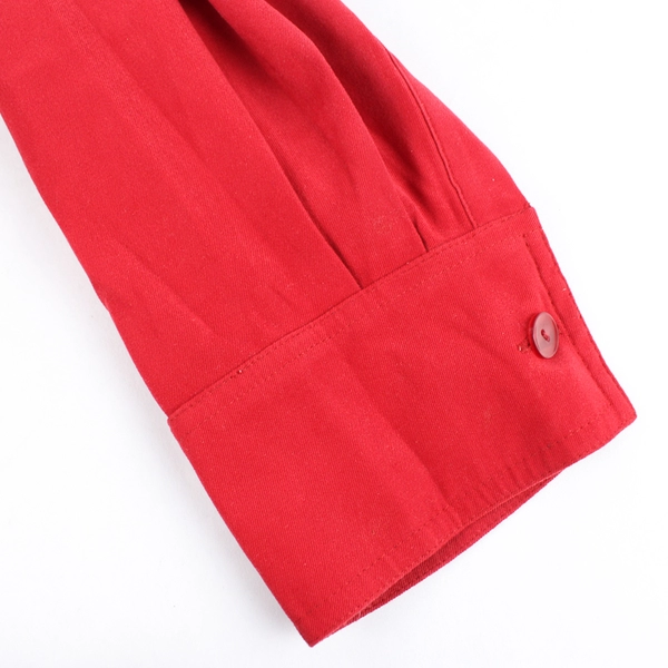 Basic Editions Red Long-Sleeved Button-Up Shirt Women's Size XL