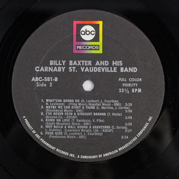 Billy Baxter & His Carnaby Street Vaudeville Band Record 1968 ABC ABC-581