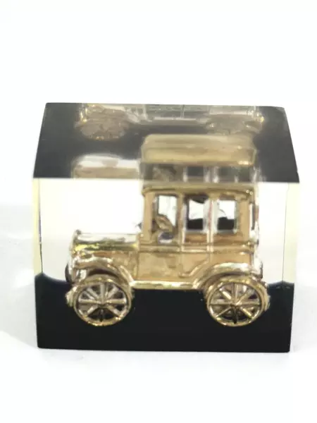 Vintage Miniature Model T Ford Figurine in Acrylic Case - 1" Tall Collectible