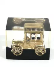 Vintage Miniature Model T Ford Figurine in Acrylic Case - 1" Tall Collectible