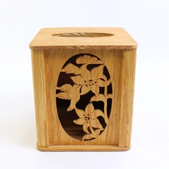 Wood Decorative Tissue Box Cover Hummingbird Flower Simple