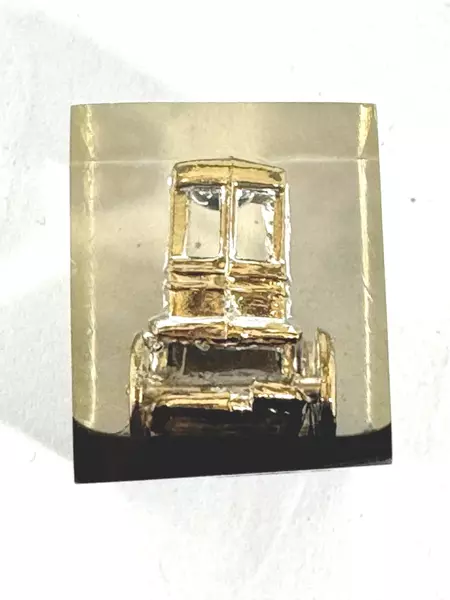 Vintage Miniature Model T Ford Figurine in Acrylic Case - 1" Tall Collectible