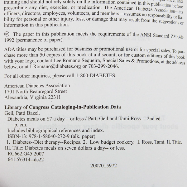 Diabetes Meals on $7 a Day-or Less 2nd Edition 2007 Paperback