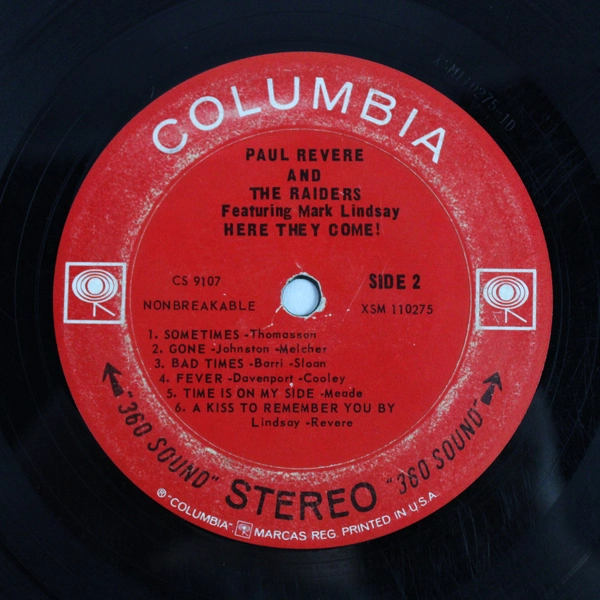 Paul Revere & The Raiders Mark Lindsey Here They Come CS 9107 Columbia Record