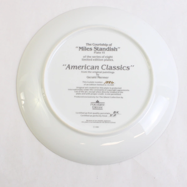 The Ghent Collection American Classics The Courtship Of Miles Standish Plate COA
