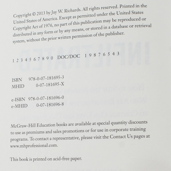 Infiltrated by Jay W. Richards 2013 Hardcover - Political Financial Analysis
