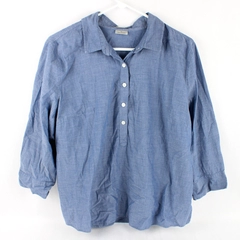 Van Heusen Blue 1/2-Button 100% Cotton Shirt Women's Size XL