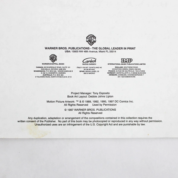 Music From Batman 15 Great Themes For Trumpet Intermediate to Advanced 1997 PB