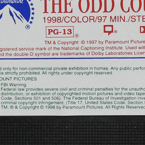 The Odd Couple II VHS 1998