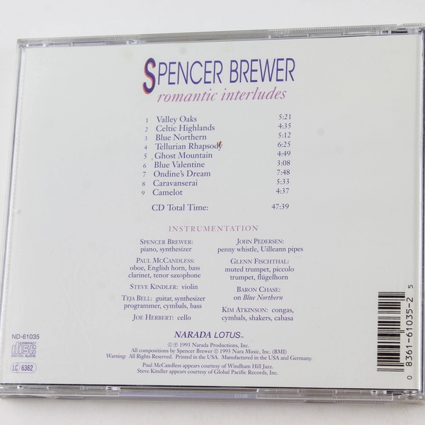 Spencer Brewer Romantic Interludes CD - Piano & Acoustic Ensemble, Good Used