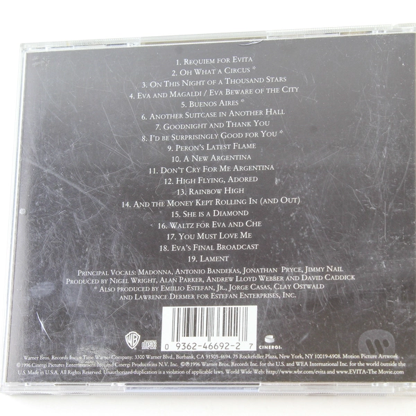 Evita Soundtrack CD Andrew Lloyd Webber Madonna 1997 Good Condition