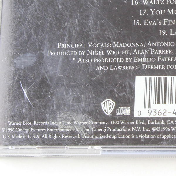 Evita Soundtrack CD Andrew Lloyd Webber Madonna 1997 Good Condition