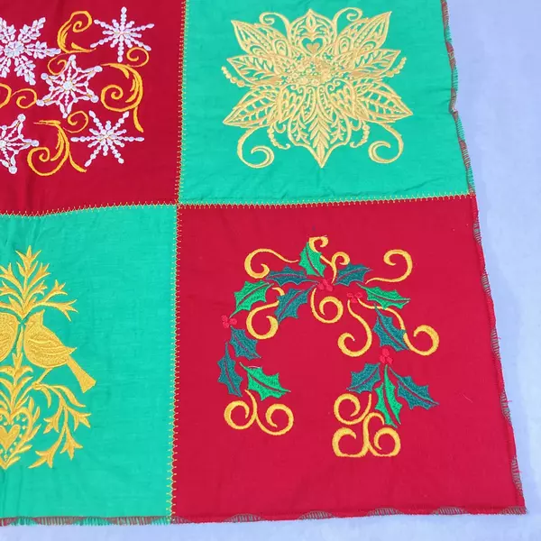 Machine Sewn And Embroidered Quilted Tree Skirt Or Wall Hanging