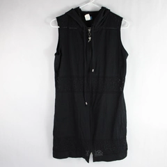 Dotti Sleeveless Black Full Zip Hoodie Women's Size M Shirt Top Pockets