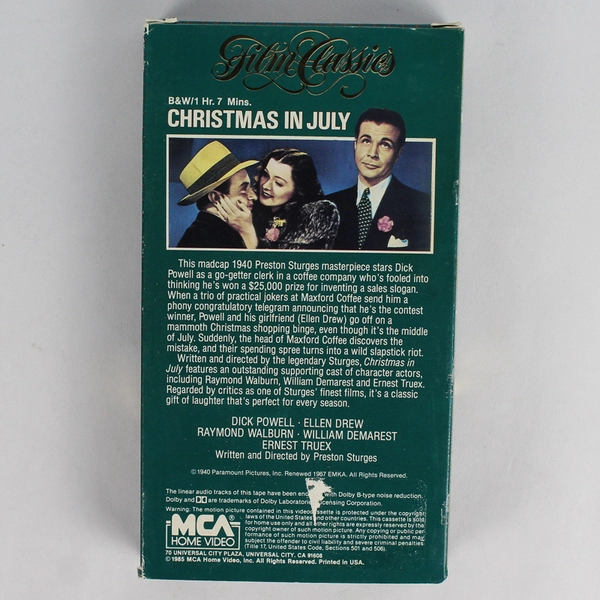 Christmas in July VHS 1985