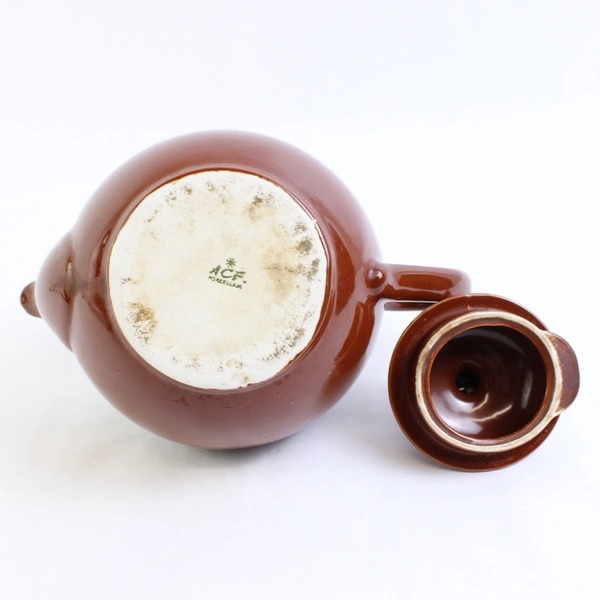 ACF Porcelain Brown Teapot With Lid Solid Color Ceramic Simple