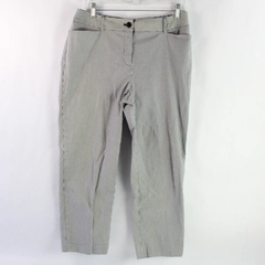 Anne Klein Women's 12P Black White Striped Stretch Cropped Pants