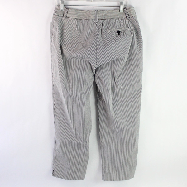 Anne Klein Women's 12P Black White Striped Stretch Cropped Pants