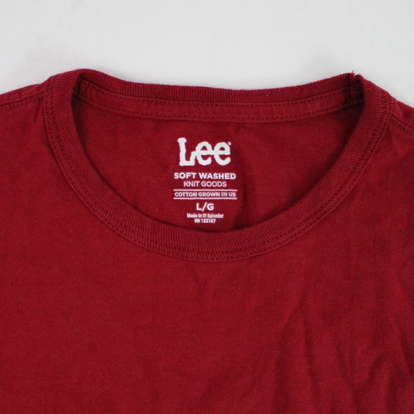 Lee Soft Washed Red Crew Neck Cotton T-Shirt Men's Size L - Good Condition