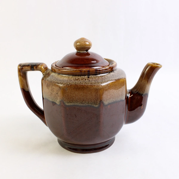 Unbranded Dark Light Brown Ceramic Teapot With Lid Fun Simple Taiwan Made