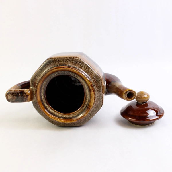 Unbranded Dark Light Brown Ceramic Teapot With Lid Fun Simple Taiwan Made