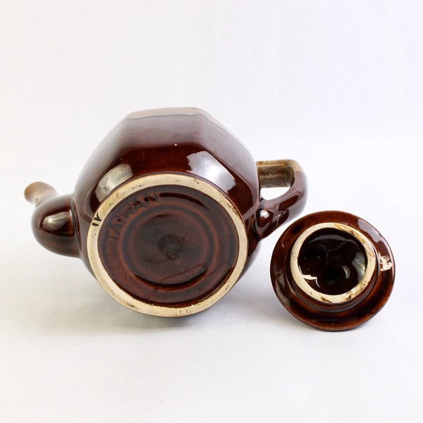 Unbranded Dark Light Brown Ceramic Teapot With Lid Fun Simple Taiwan Made